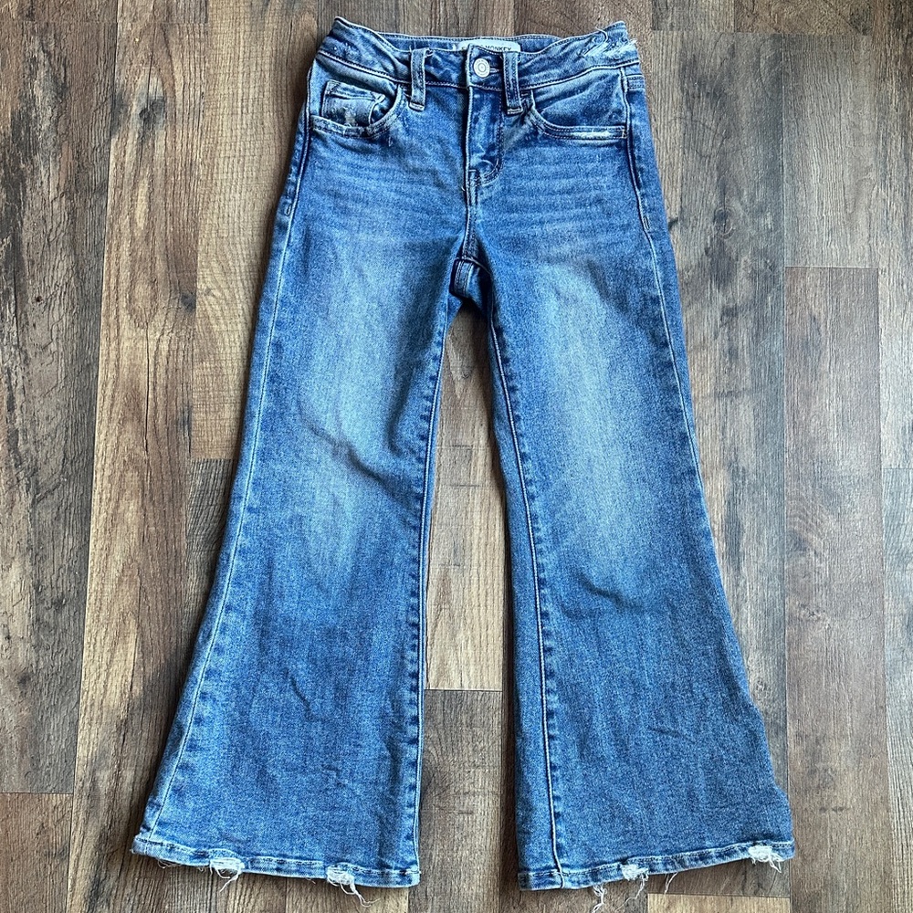 Flying Monkey Kids Blue Flared Jeans with Raw Hem